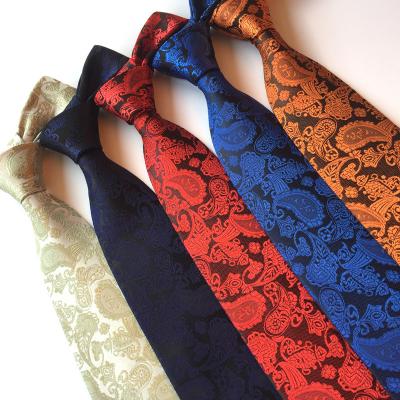 China Manufacturer Wholesale Fashionable Mens Polyester Jacquard Fabric Tie Paisley Flower 18 Color Men's Tie for sale