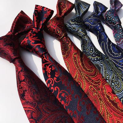 China Trendy Men's Business Leisure Fashion Ties Polyester Silk Yarn Professional Weaving Striped Ties for sale