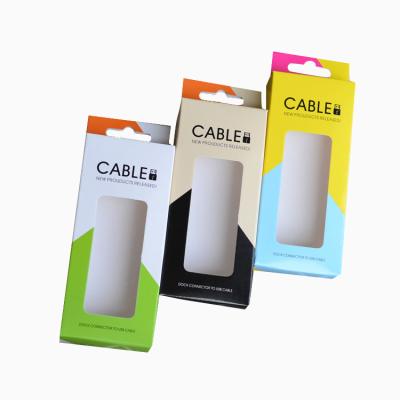 China Recyclable Hanging Recyclable Data Cable Retail Packaging Electronic Product Packaging Paper Box With Window for sale