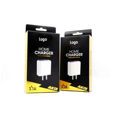 China Recyclable Fast Charger Packing Paper Package Electronic Phone Wall Products Box For Chargers for sale