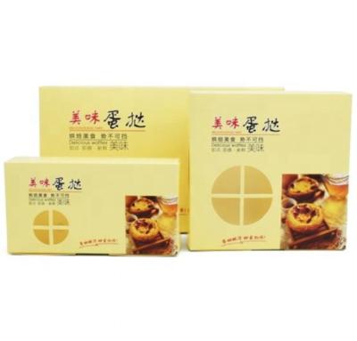 China Recyclable Food Grade Paper Custom Design Printed Egg Tarts Snacks Pastry Packaging Box for sale