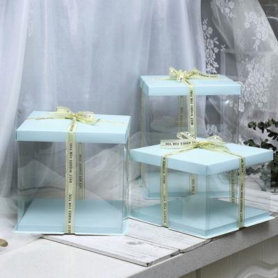 China New design disposable wholesale cake box 6 8 10 12 14 inch transparent gift box for sale