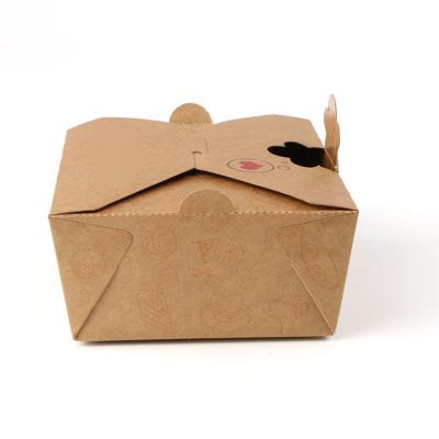 China Recyclable custom printed biodegradable food boxes kraft paper fried chicken packaging take away box eco for sale