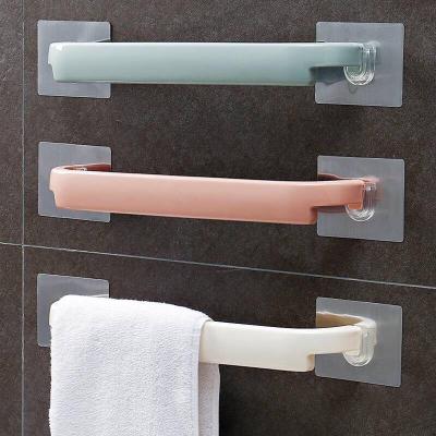 China Eco-friendly Adhesive Kitchen Towel Rack Bathroom Cloth Rack Single Bathroom Shelf Storage Rack for sale