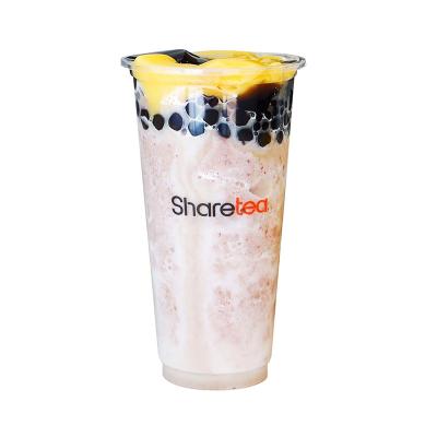 China Biodegradable Customized Your Logo Soft Plastic Bubble Tea Cup Milk Tea PP Cups With Dome Lids for sale