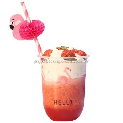 China 700ml Biodegradable PP Disposable Clear Plastic Cup Custom Logo Boba Milk Tea Cups Bubble Tea for sale