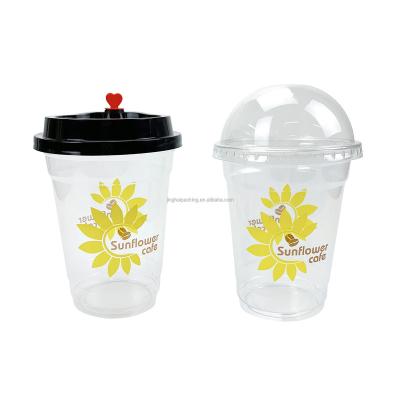 China GAIA Customize Plastic Cup Biodegradable PET Ice Cream Coffee Cup Flat Caterer for sale