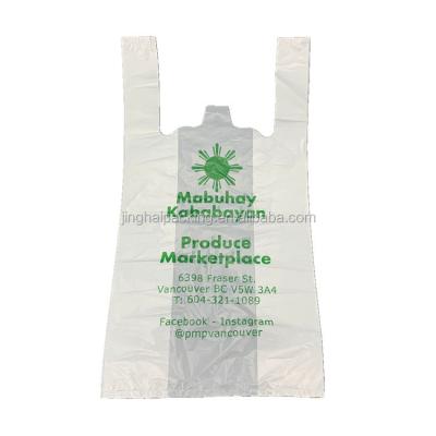 China Custom 100% Biodegradable Biodegradable Shopping Plastic Bag PPE Supermarket T-shirt Compostable Bag for sale