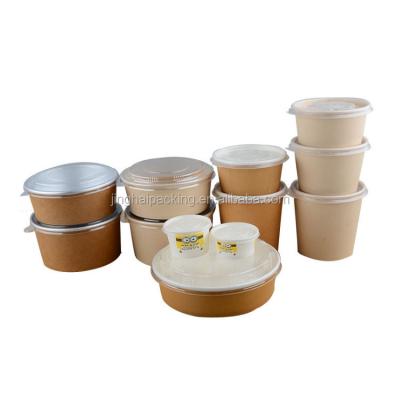 China Disposable Craft Disposable Bamboo Paper Lunch Box Rolls Salad Boxes With Lids Take Out for sale