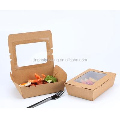 China Craft Disposable Disposable Paper Container Rolls Custom Take Out Fast Food Salad Boxes With Window for sale