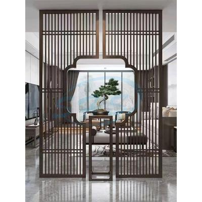 China Metal Structure Walkway Decoration Chinese Style Color Stainless Steel Metal Laser Cut Room Divider Decorative Metal Screen Partition for sale