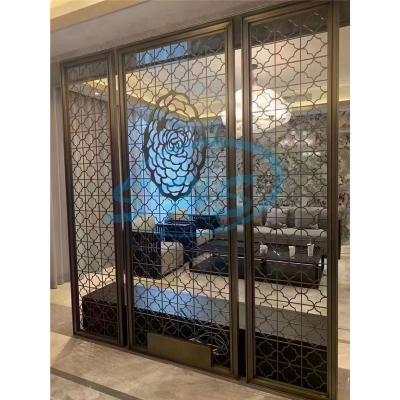 China Chinese Style Customized Room Dividers Living Room Metal Color Screens Stainless Steel Wall Decoration Steel Structure Walkway Divides Screen for sale