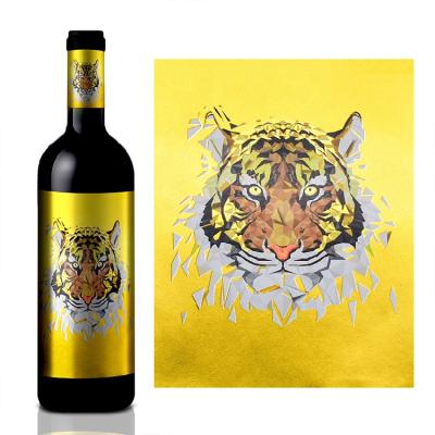 China Brand Logo Gold Foil Red Wine Waterproof Custom Print Embossed Bottle Label Sticker for sale