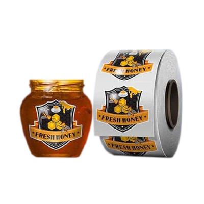 China The Other Logo Printing Clear Adhesive Honey Jar Label Sticker Rolls for sale