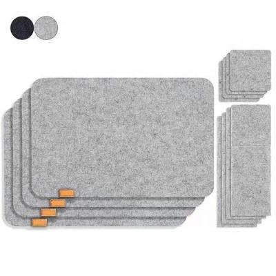 China Amazon Viable Hit Felt 6pcs Place Mat Set with Glass Coasters and Cutlery Bag, Rectangle Wool Felt Table Mat Place Mat for sale