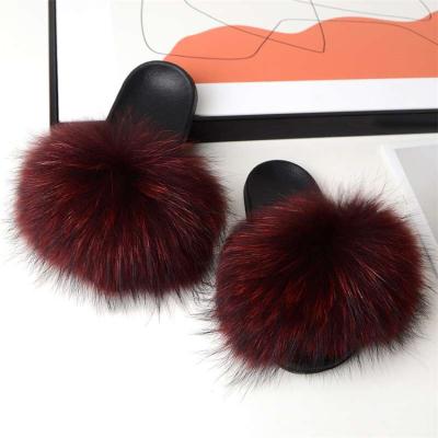 China CUSHIONING artificial plush slippers, faux fur slippers, fox leather slippers and luggage for sale