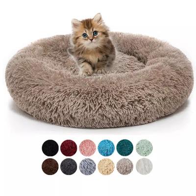 China Luxury Foldable Padded Dog Cat Bed Memory Foam Nordic Kennel Round Soft Flannel Movable Winter Warm for sale