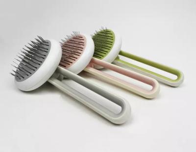 중국 Sustainable Pet Grooming Brush Self Cleaning Dog Pet Hair Remover Cat Comb With Massaging Bead On Tips 판매용