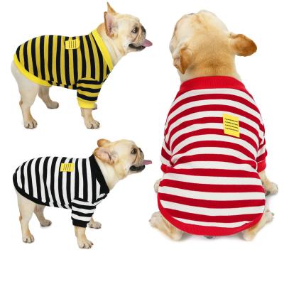 中国 しまのあるペット服装の冬の通気性の100綿犬の衣服 販売のため