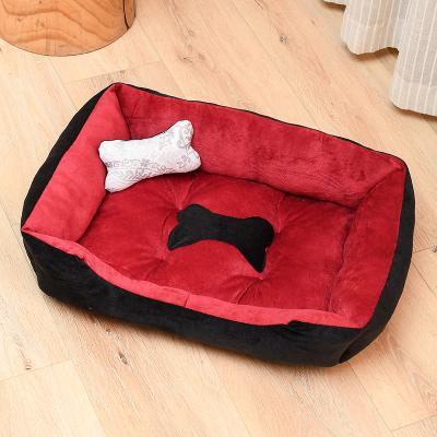 China Washable Soft Warm Pet Calming Beds PP Cotton Square Dog Bed Cushion XXS-XXL for sale