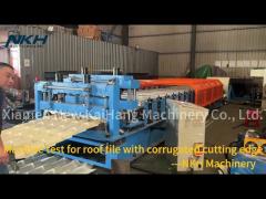 Machine test for roof tile with corrugated cutting edge