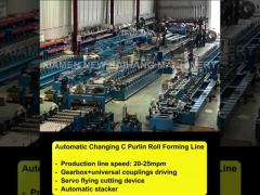 Automatic changing C purlin roll forming line with stacker