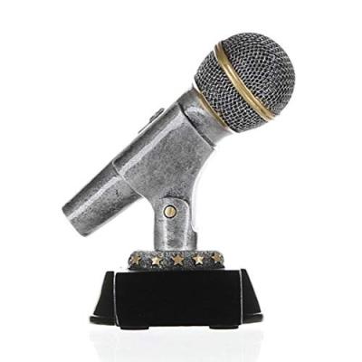 China Custom Home Mic Drop Award Silver Dector Awards Microphone Trophy for sale