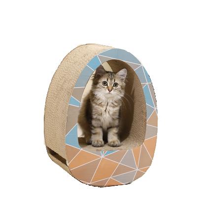 China Sustainable Rocker Cat Grab Board With Corrugated Bell Ball Paper for sale