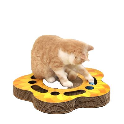 China Large Viable Creative Corrugated Paper Cat Scratch Board Turntable with Bell for sale