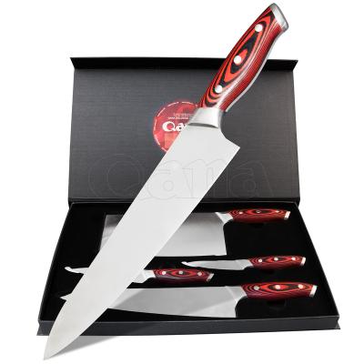 China Wholesale QANA Disposable Factory OEM GERMANY STAINLESS STEEL HIGH QUALITY KNIFE WITH GIFT CASE Damascus Kitchen Chef Butcher Knife Set for sale