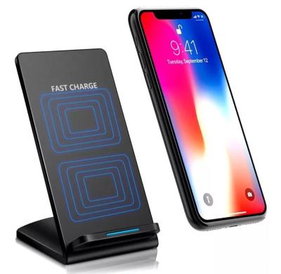 China Classic Fast Dual-coil Mobile Phone Charging 15W Stand Phone Charging Station Qi Wireless Charger Stand For Mobile Phone for sale