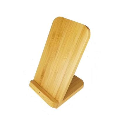 China Mobile Phone 10W Qi Wireless Charger Bamboo Stand For Mobile Phone for sale