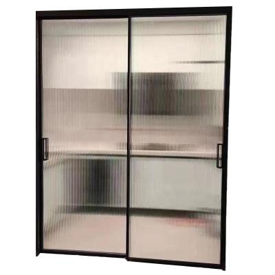 China Modern simple bathroom kitchen decoration sliding glass door punchless invisible folding door partition for sale