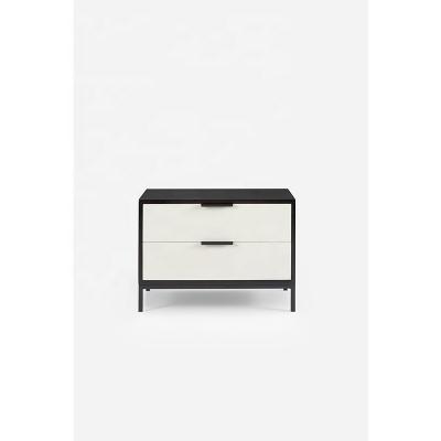 China Minimalist modern wood bedside table with 2 drawers black white design for sale