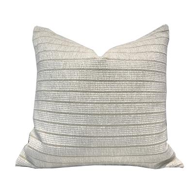 China Antistatic Beige Striped Texture Velvet Square Pillow Modern Italian Style Pillow for sale