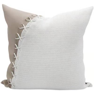 China Hand woven leather + raw beige antistatic - woven pillow for sale