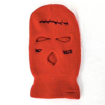 China Custom Uninteresting Knitted Hat Hip Hop Streetwear Skimask Face Mask Balaclava Beanie Halloween Party 3 Hole Face Mask COMMON Letter Embroidery for sale