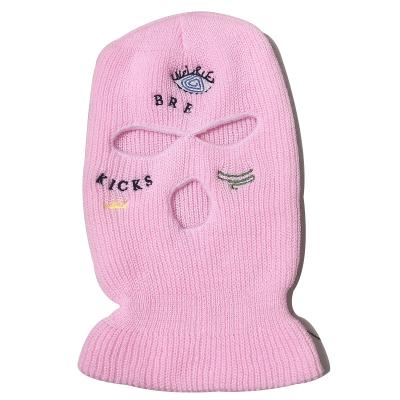 China Wholesale COMMON Design Knitted 3 Hole Full Cover Face Skimask Mask With Embroidery Logo Winter Hat Ski Mask Custom for sale