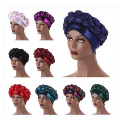 China Fashion Chemotherapy Cap Ladies Hijab Turban Drill Cap Nigerian Colored Smooth Thermal Turban Hat Muslim Chemotherapy Hat for sale