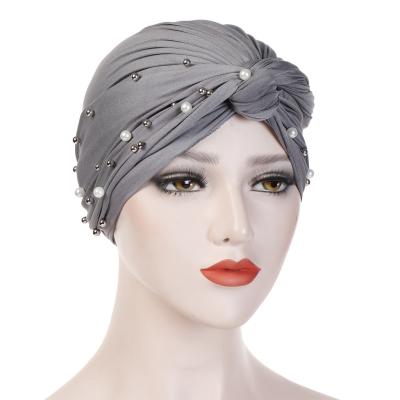 China Fashion New Variety Baotou Hat Fast Delivery Fashion Muslim Turban Hat Beaded Decorated Soft Muslim Hat for sale