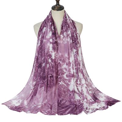 China 2021 Muslim New Pearl Chiffon Tie Dye Baotou Shawl Fashion Ink Shawl Chiffon Printing Hijabs Scarves for sale