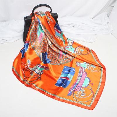 China European American Satin Warp Clothing Streetcar Matching Silk Scarves Printed Square Scarf Woman for sale