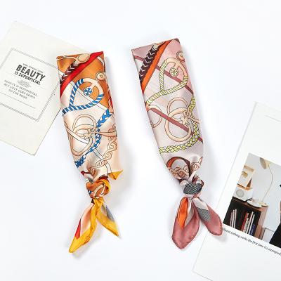 China Matching Clothes INS Style Japanese And Korean New Silk Satin Cool Small Square Scarf Printed Customized for sale