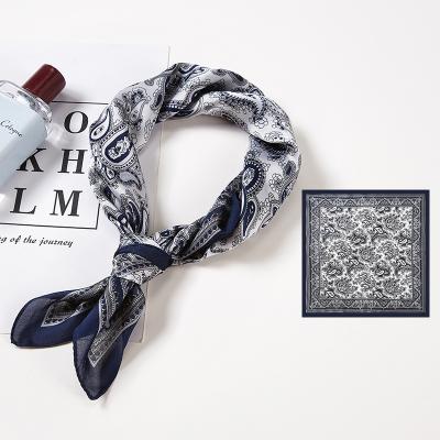 China Simple style matching new Korean elegant clothing custom cashew printed satin silk small square scarf for sale