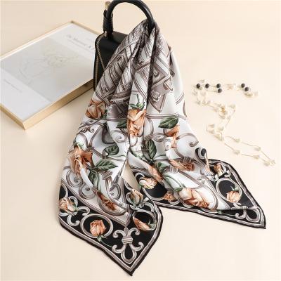 China Luxury national peony printed silk scarf matching clothing style with logo for sale