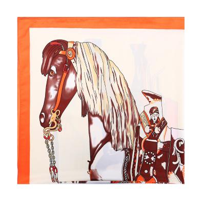 China Clothing Thailand Vacation Sunscreen Printed Pattern Horse Shawl Woman Matching Square Silk Scarf Large for sale