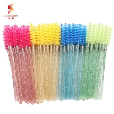 China Disposable Flat Brush Spearhead Eyelash Brush Portable Crystal Beauty Makeup Tool Grafted Eyelash Comb for sale