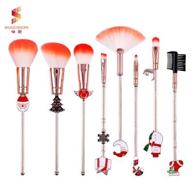 China Angular Blush Exquisite Professional Wholesale Metal Synthetic Makeup Brush Foundation Lipstick Women Make Up Brushes Set Tools for sale