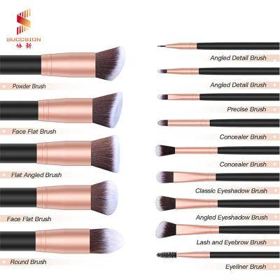 China Angular Blush High Quality Professional Custom Model 14 Multifunctional Makeup Brush Set for sale