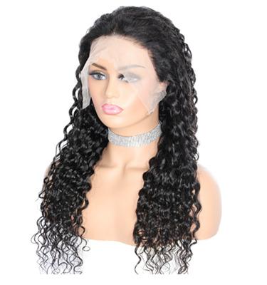 China Custom Wholesale Soft 13*6 Soft Transparent Swiss Lace Hair Wig Water Wave Frontal Water Wave Brazilian Curly Wig for sale